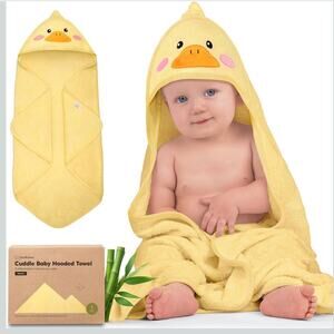 New Keababies Hooded Baby Yellow Duck Bath Towel For Newborn Bamboo Viscose